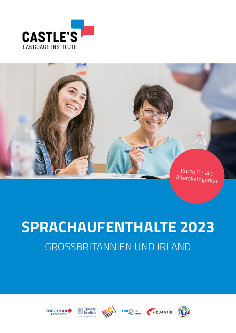 Castles Sprachkurse Sprachschule, Basel Thalwil Zug, Sprachaufenthalte 2023 Englisch, Grossbritannien und Irland, Broschüre